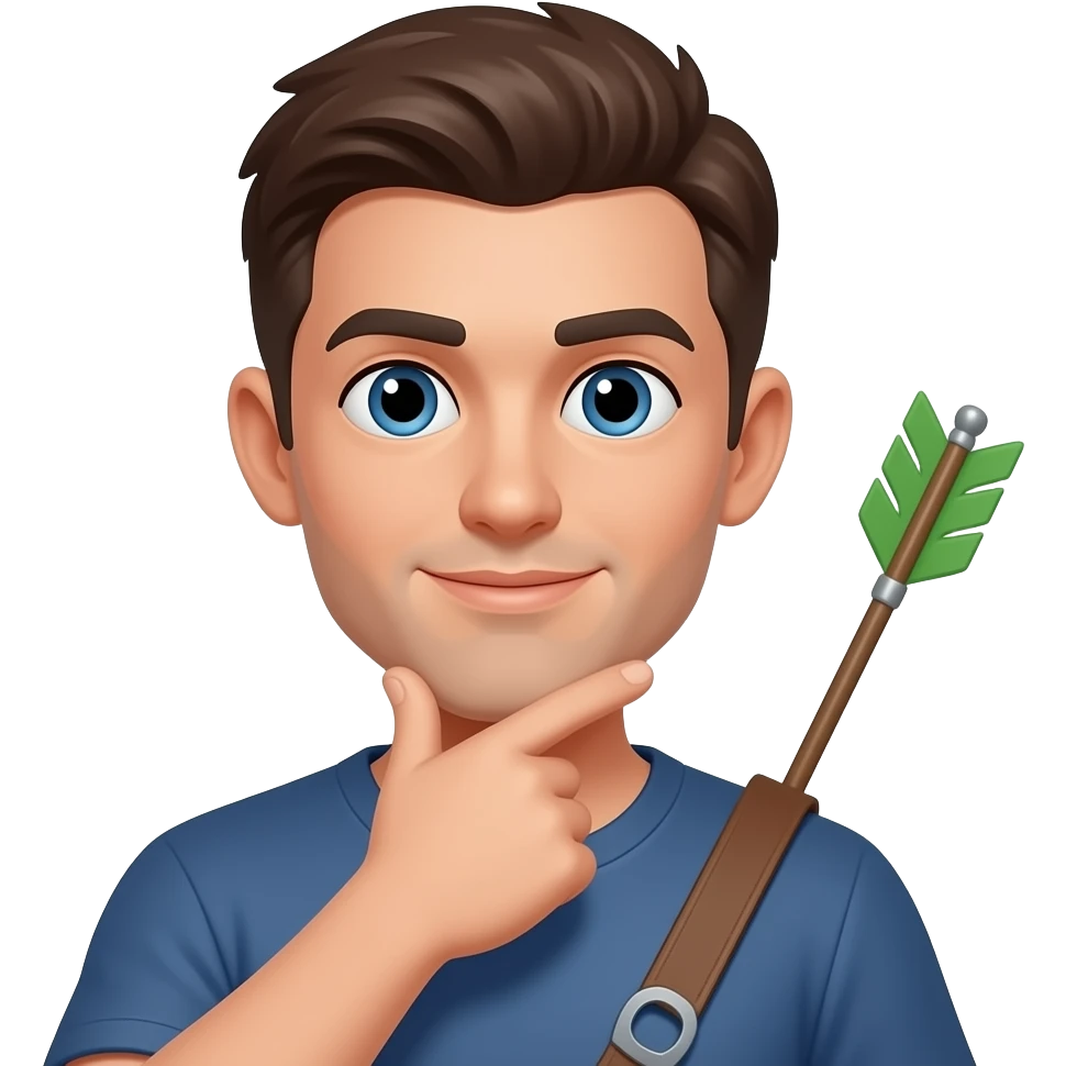 arrow pointing to chin emoji
