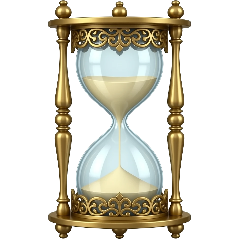 A realistic hour glass inside an ornate glass bottle. emoji