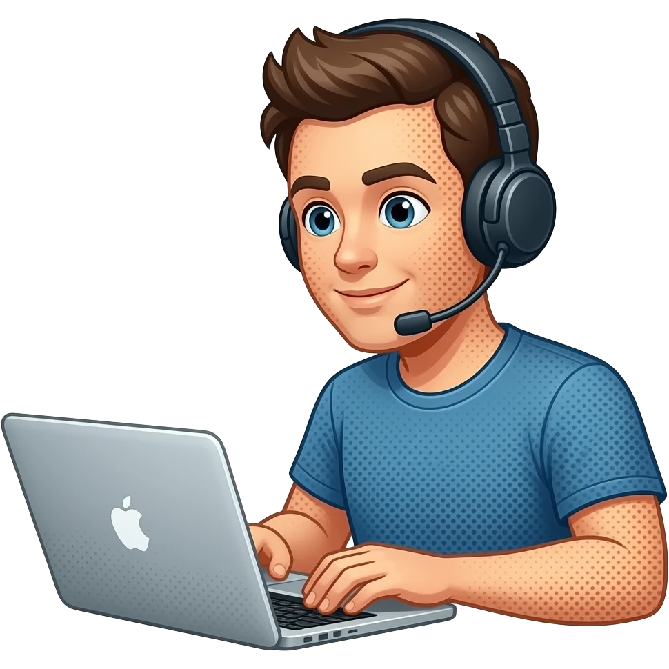 a person coding at a MacBook, retro comic book cartoon style, halftone ... emoji