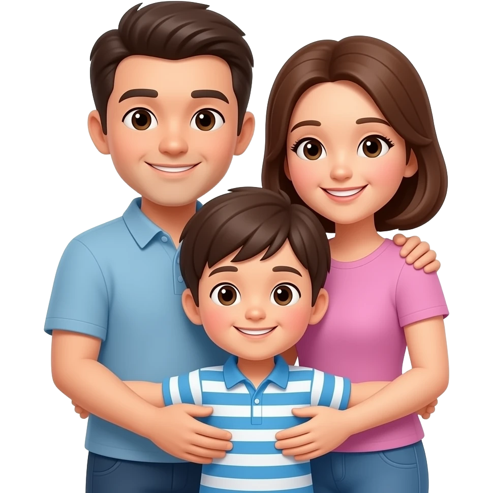 родители обнимают ребенка emoji