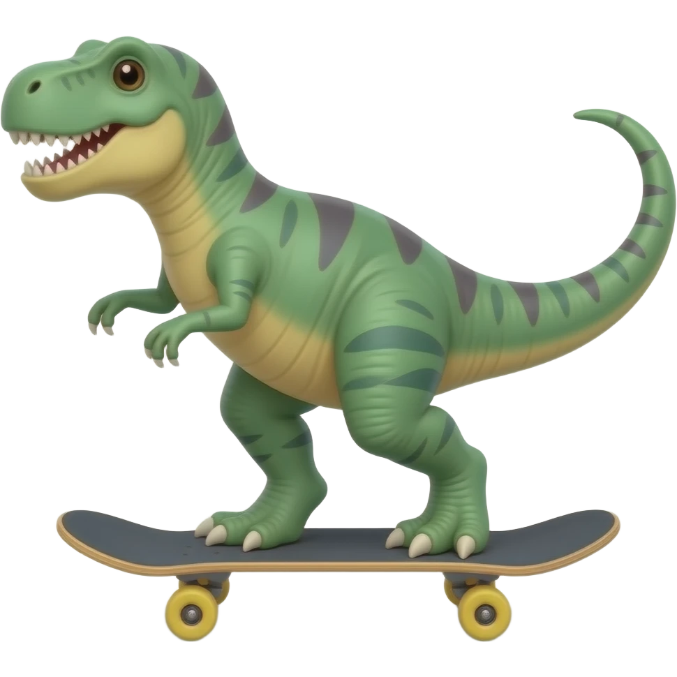 Dinosaur on a skateboard emoji