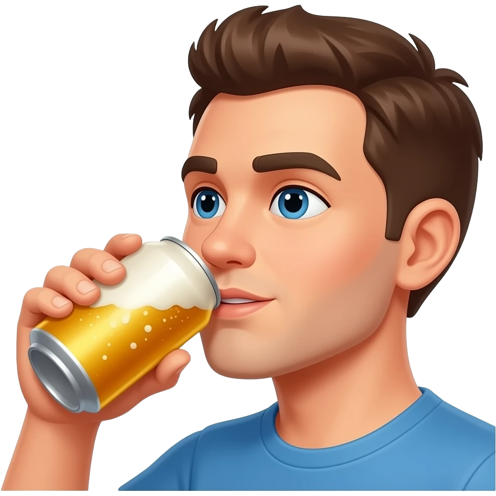 drinking a canned beer from the side of the can emoji