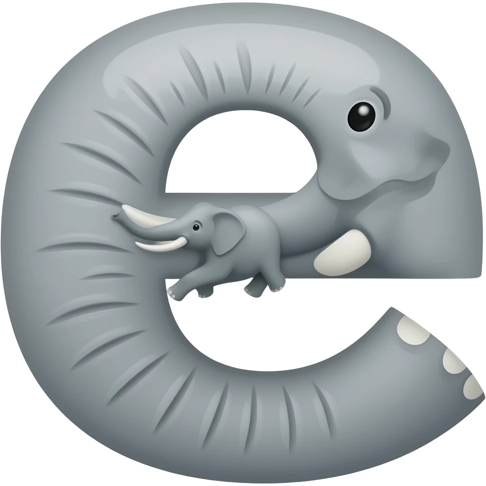 Elephant turns to letter e emoji
