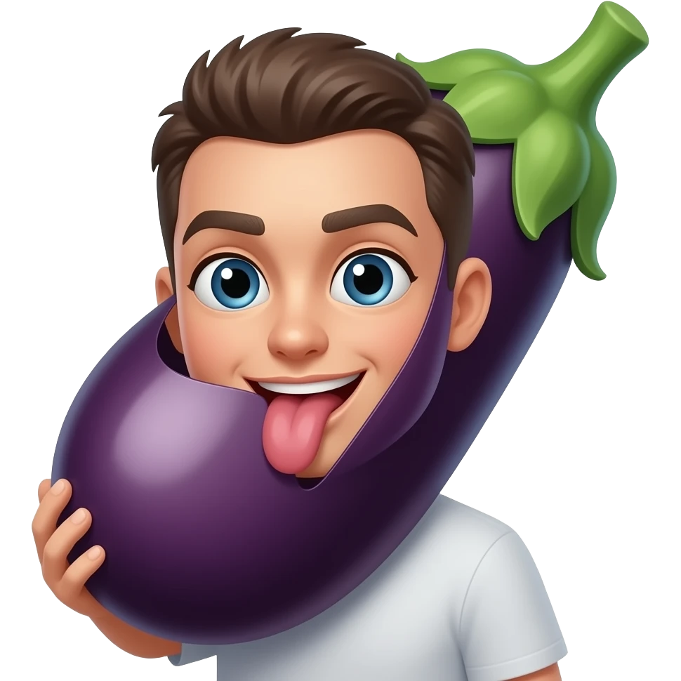 Emoji licking eggplant emoji