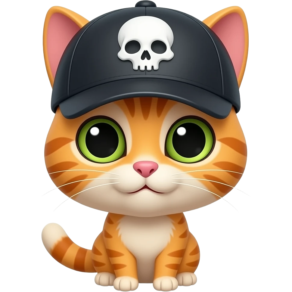 orange Cat wearing SKULLCAP, upper body emoji
