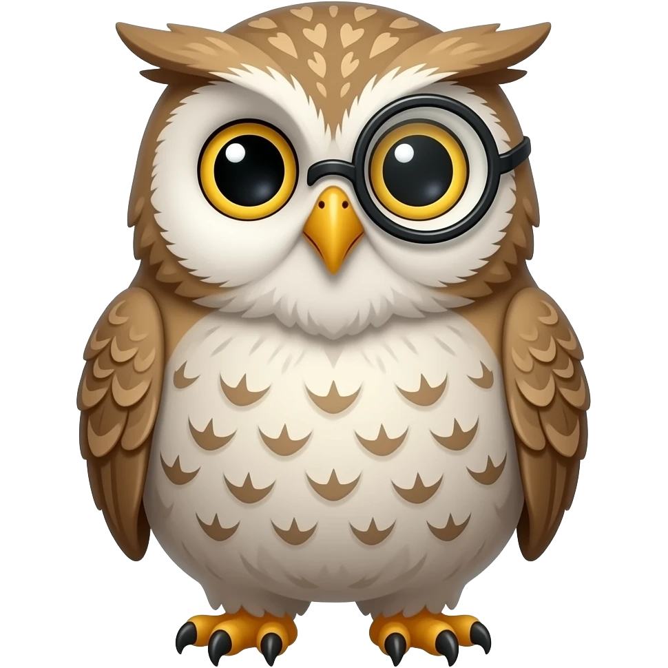 Fat owl wearing a monocle emoji