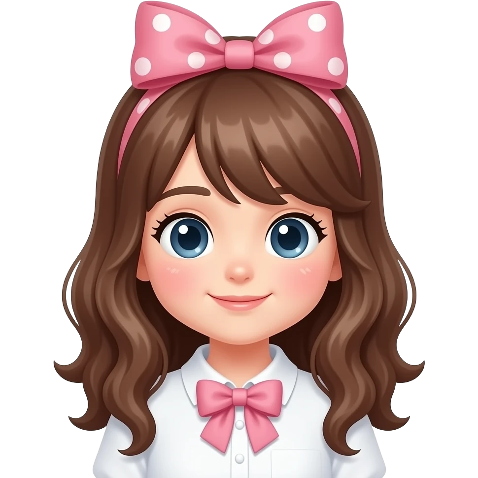 A cute blushing emoji with a bow emoji