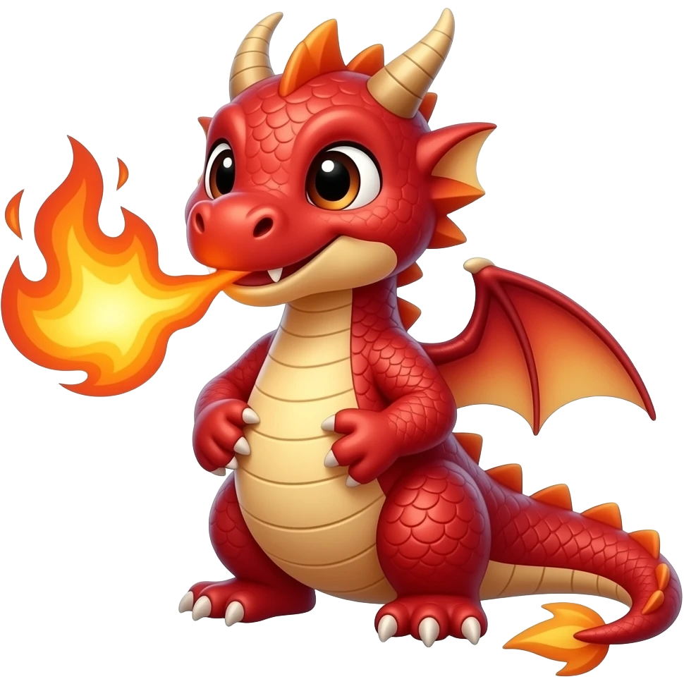 Red Baby dragon breathing fire emoji