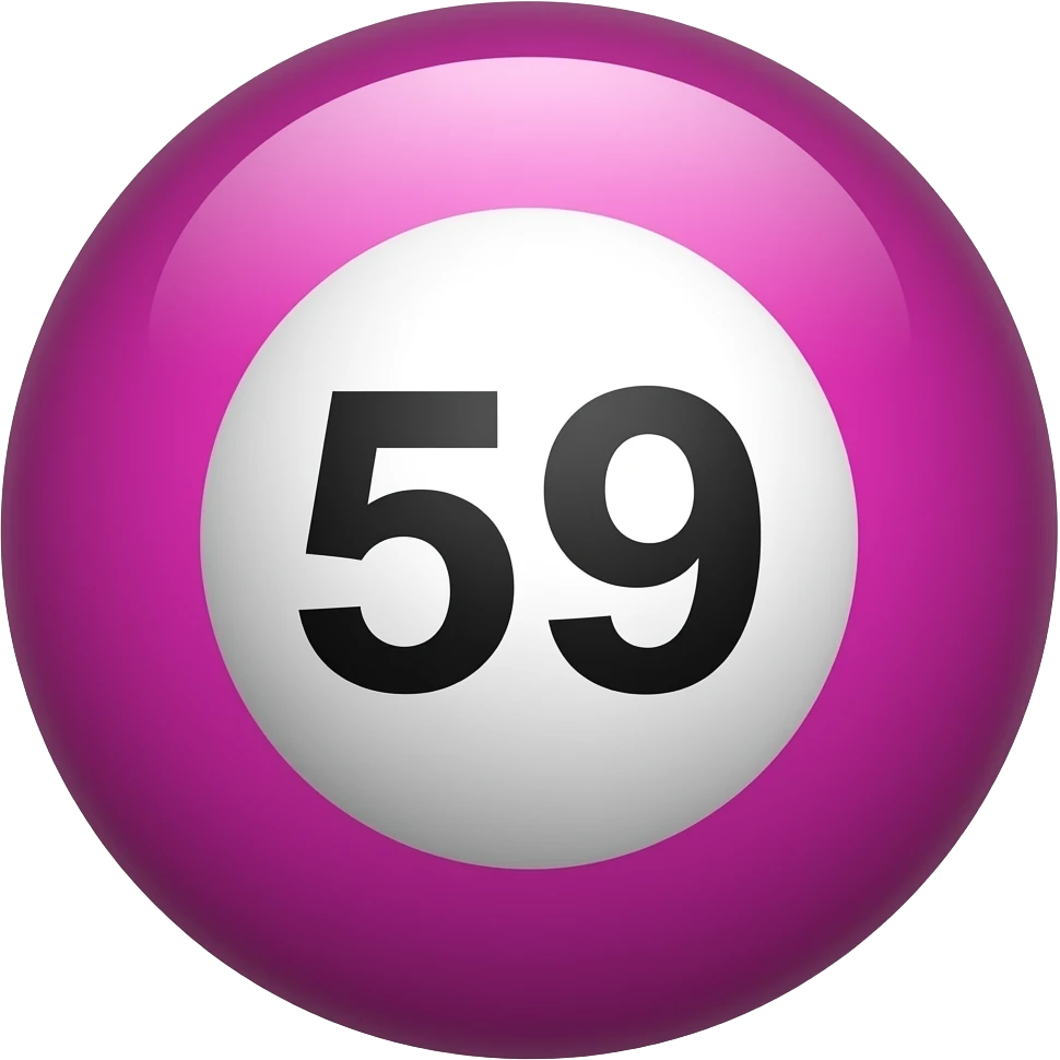 bola de bingo magenta con número 59 emoji