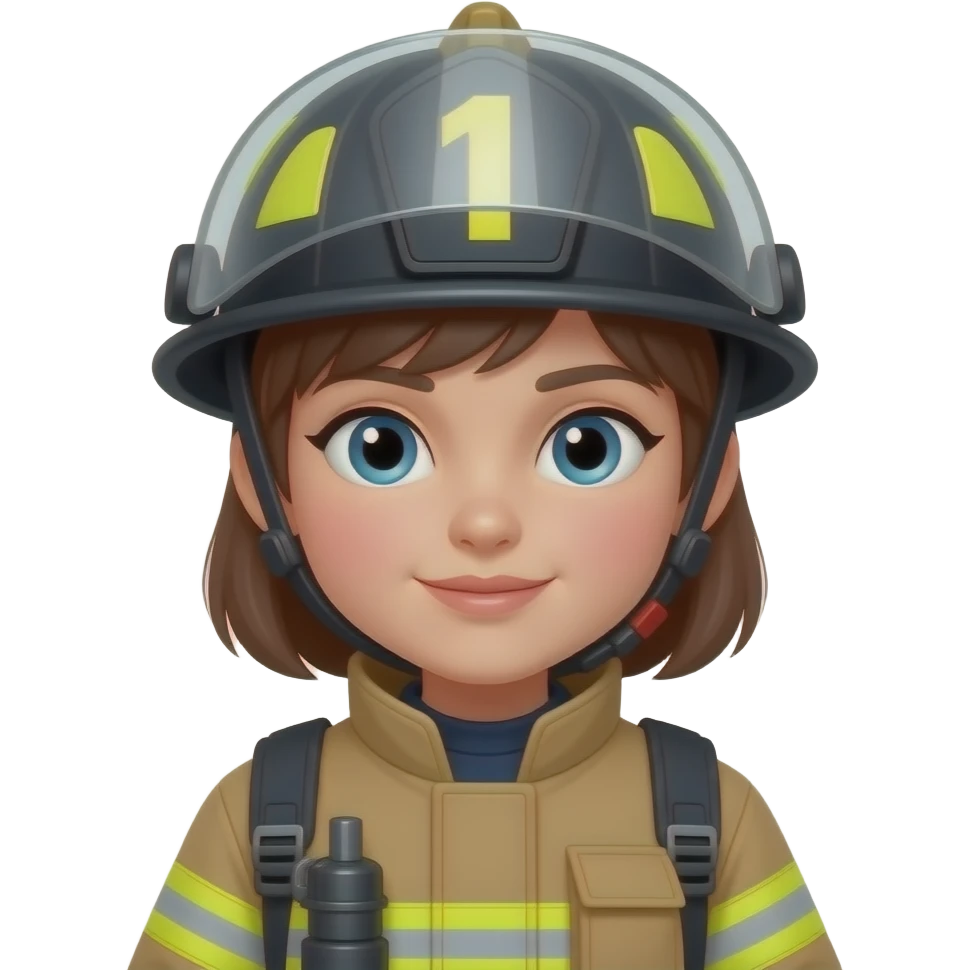 bombera chica con actitud sin letras en el casco emoji