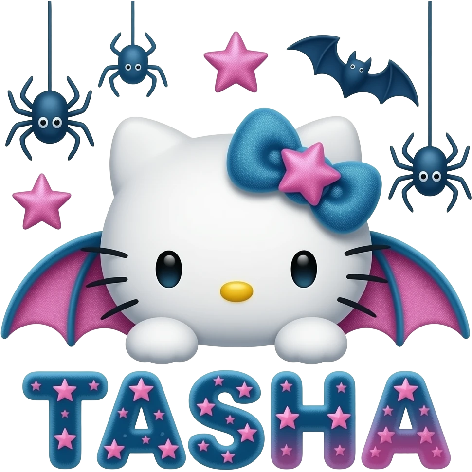 White velvety fur 3D hello kitty head with blue pink ombre 3D star bow ...