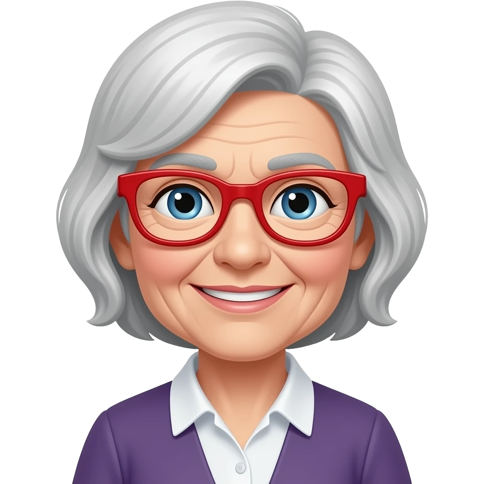 A cool modern grandma with red cateye glasses emoji