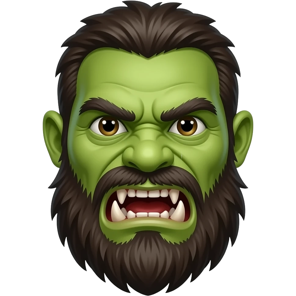 wild man with green skin and fangs emoji | AI Emoji Generator