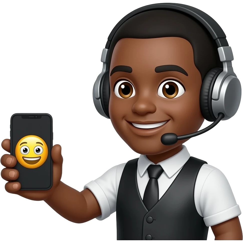 black bartender, headphone, emoji emoji