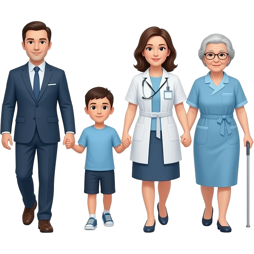 Make an emoji which showcase a lady as adult daughter taking her old ...