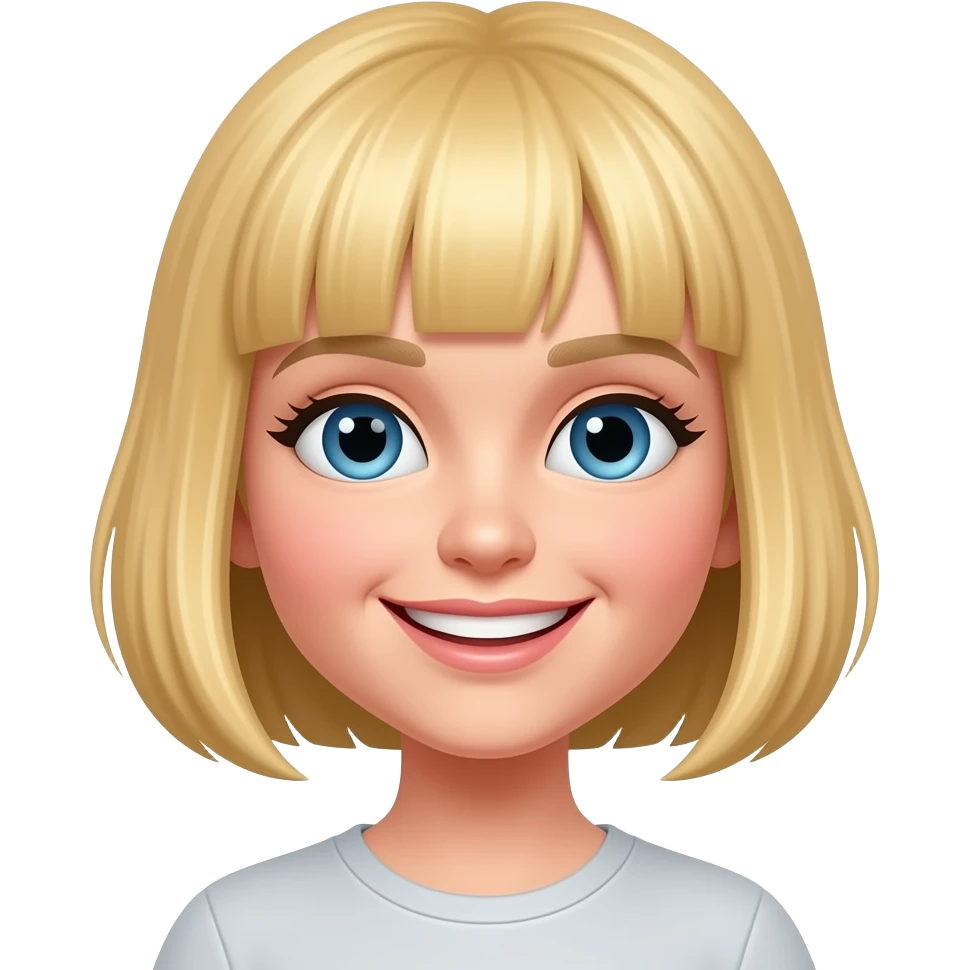 😃 with a blonde bowl cut emoji