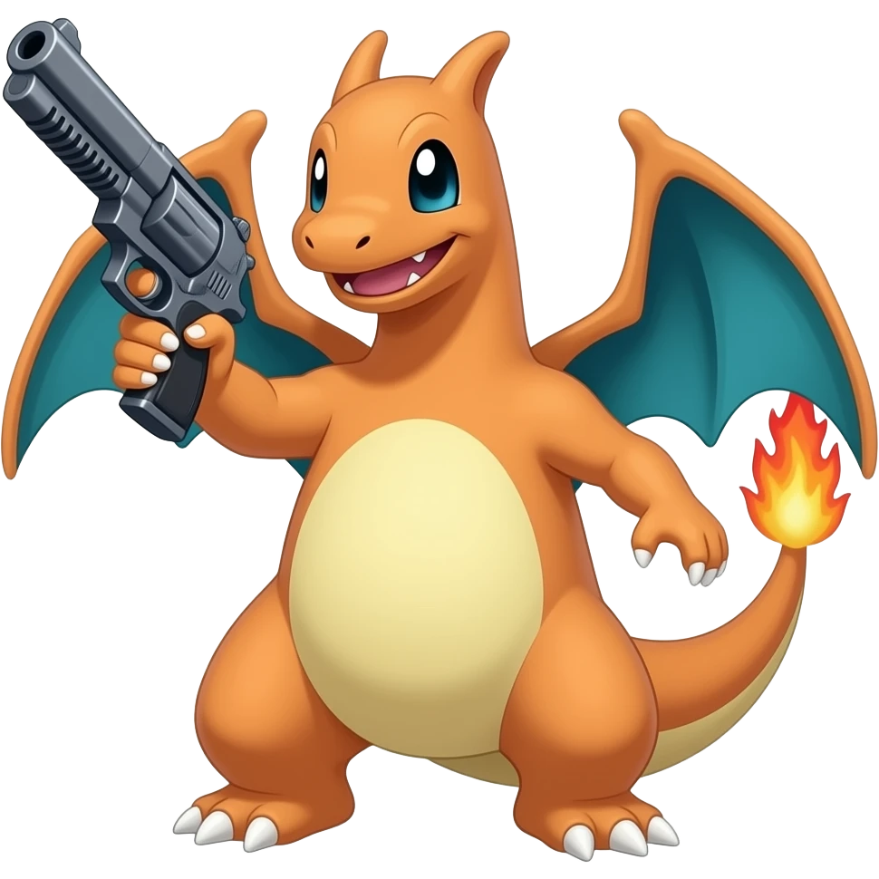 Charizard with a gun emoji