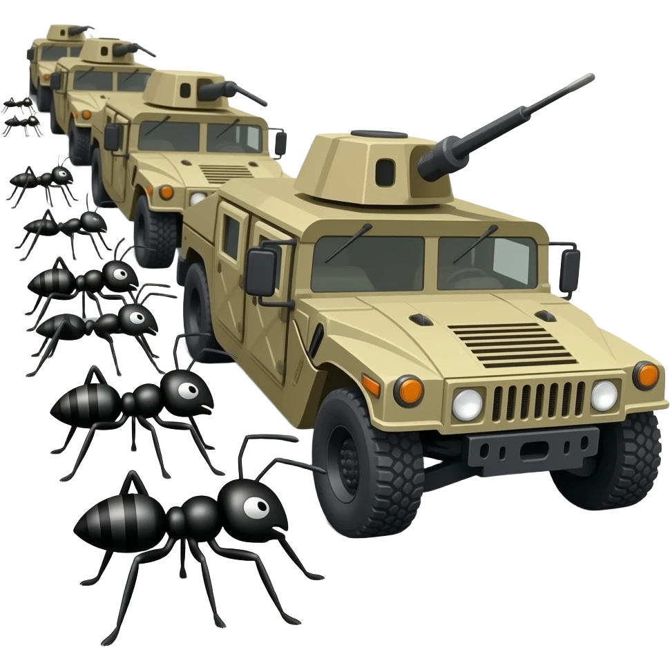 Army of ants and humvees emoji
