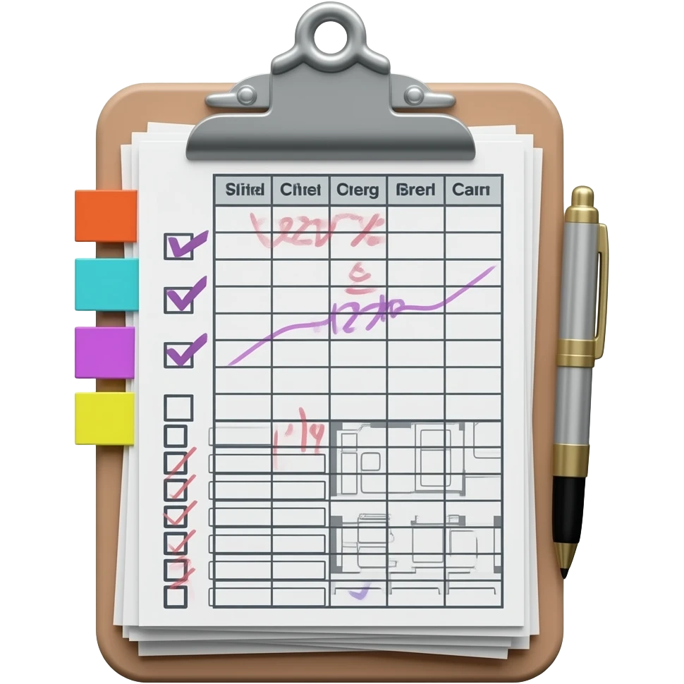 3D emoji of a wedding coordinator’s stacked schedules, checklists, and ...