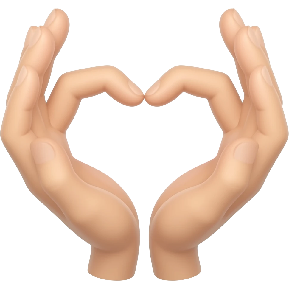 A two hand heart that actually has a heart that is red inside of it and the word mushin reversed out in white emoji