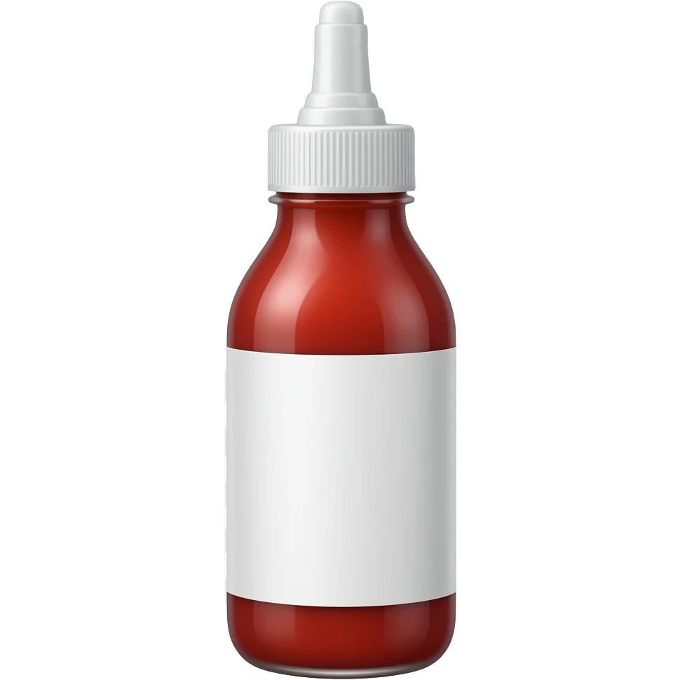 illustration plate d'une bouteille de sauce squeeze, étiquette blanche vierge, fond transparent, style flat illustration emoji