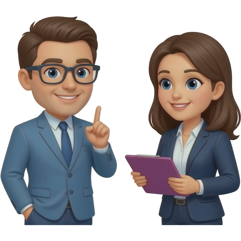 two office worker brainstorming emoji