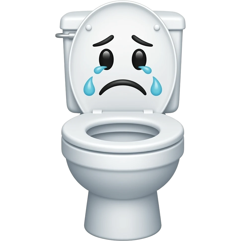Funny face shedding tears on a toilet seat emoji
