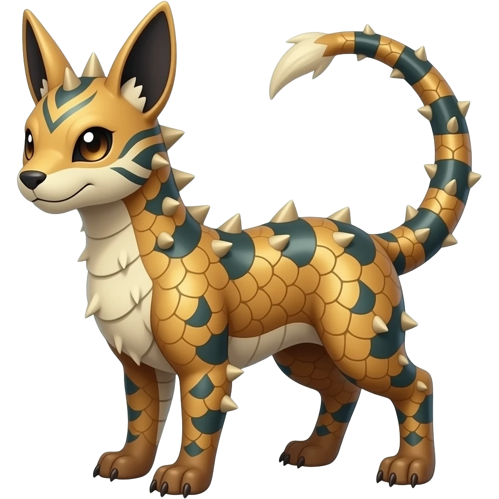 scaly shiny spiky patterned tribal-patterned digitigrade quadrupedal Vaporeon-Salandit-Glaceon-hybrid emoji
