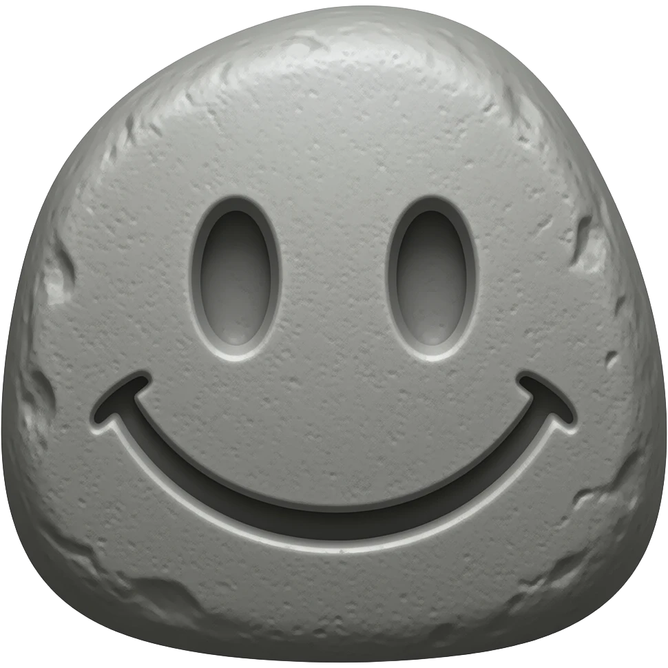stone with a :-) emoji