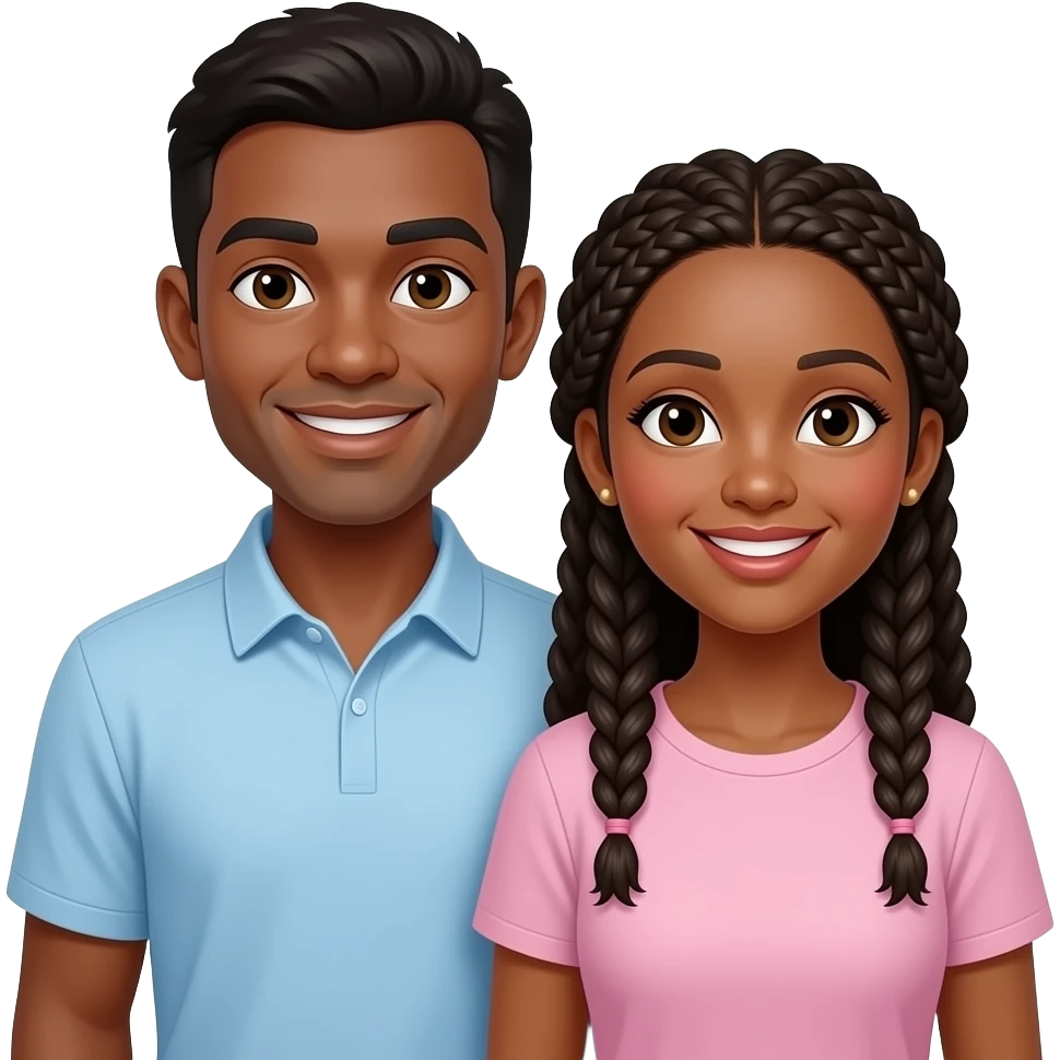 Light skinned black couple man and woman . The woman has braids emoji