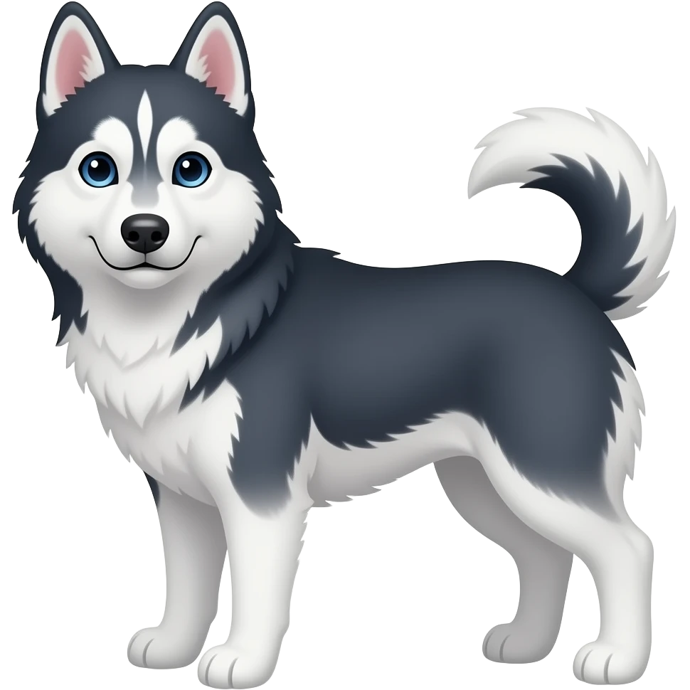 Create a emoji of a Siberian Husky with whole body and whole body facing on the side emoji