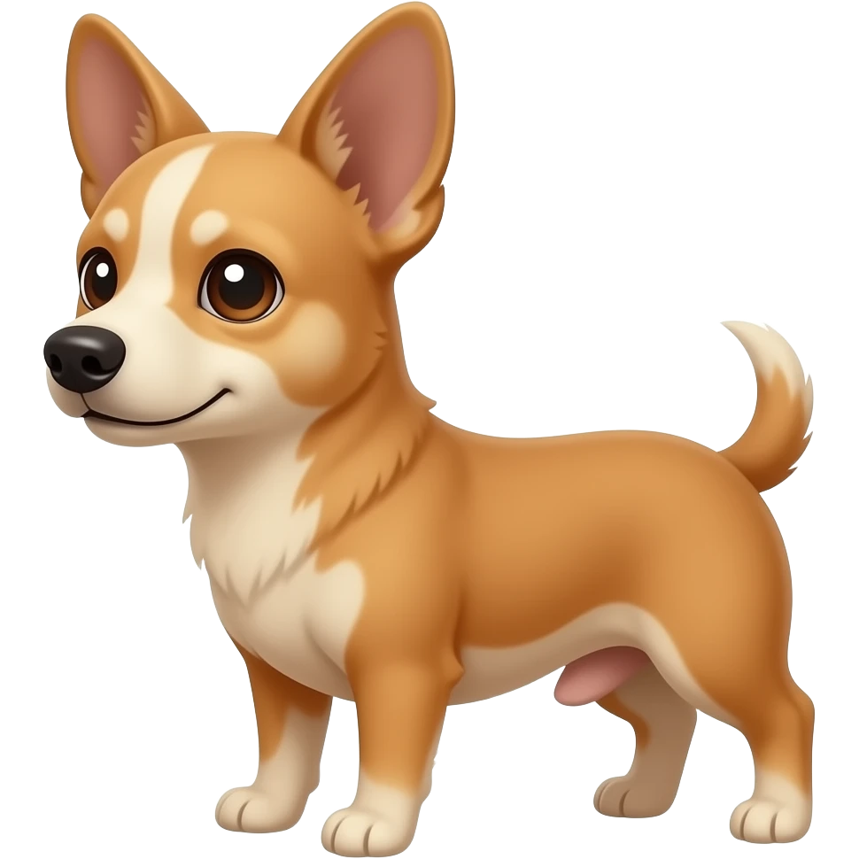small dog, light brown, pointy ears medium snout emoji