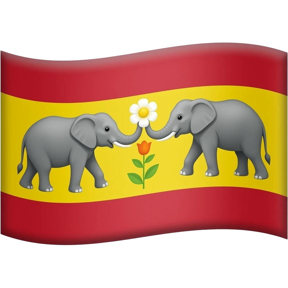 Top and bottom red center yellowflag center vagai flower Surrogate flower two side elephant slaiding emoji