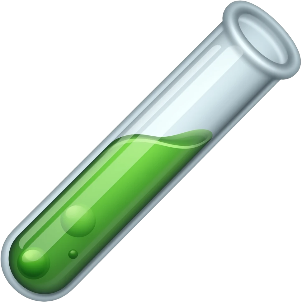The test tube for analysis is triangular green liquid (inside the liquid is wavy with bubbles) emoji
