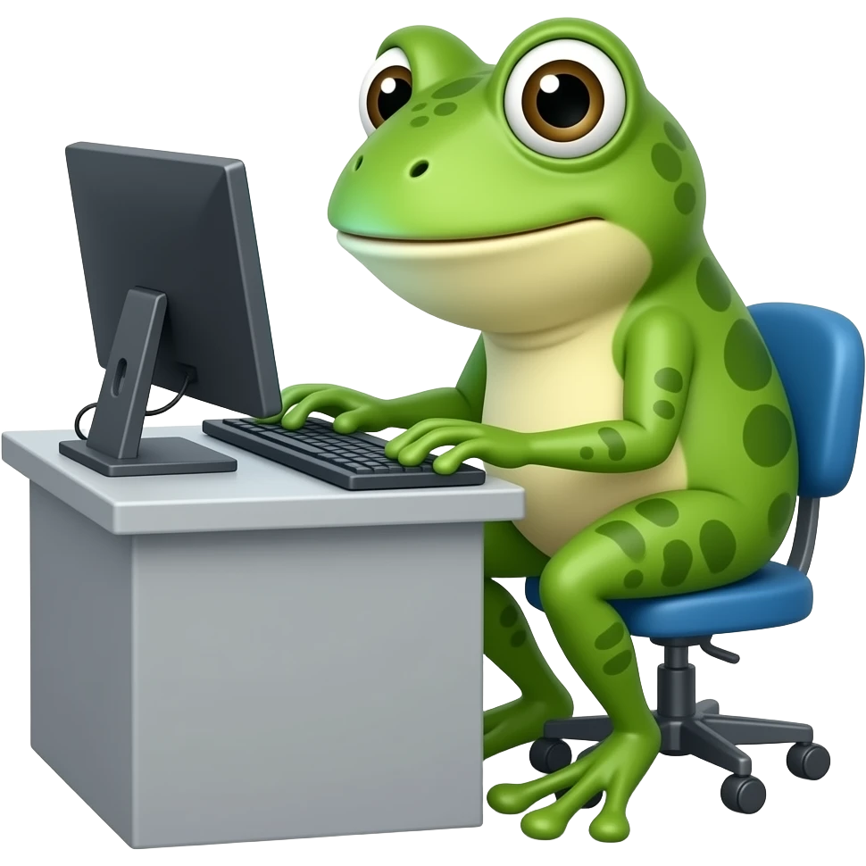 bufo meme frog working on computer emoji