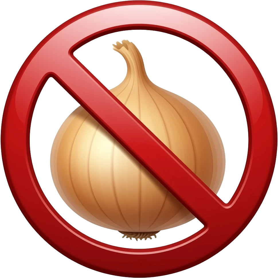 red circle with line through it around onion - "no onion" emoji