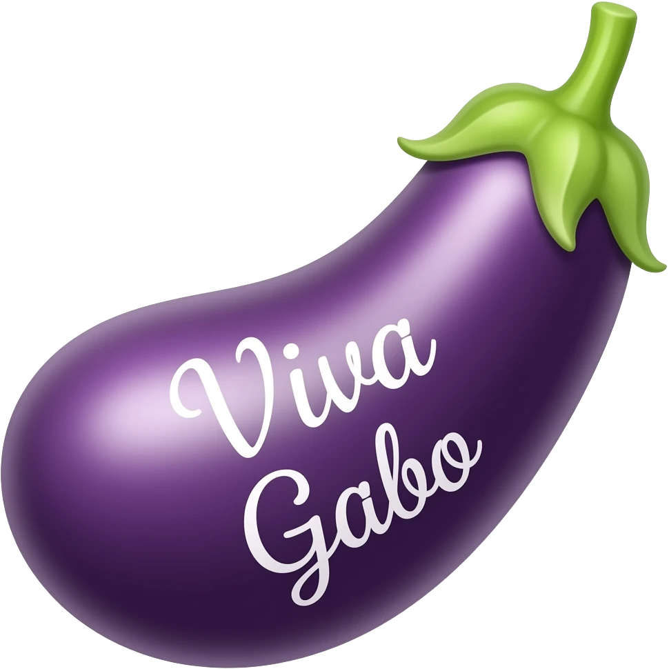 Una berenjena diciendo viva gabo emoji