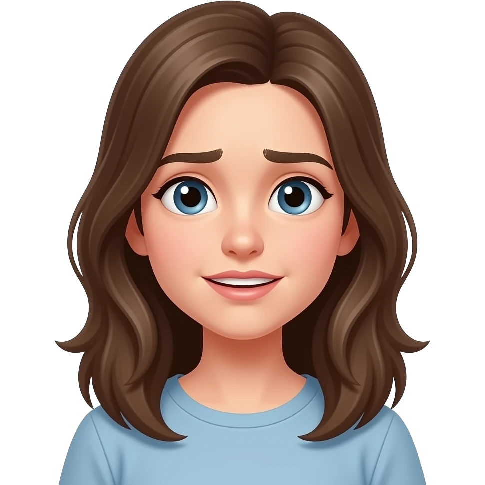 teen  girl in the confused look, smiling, emoji