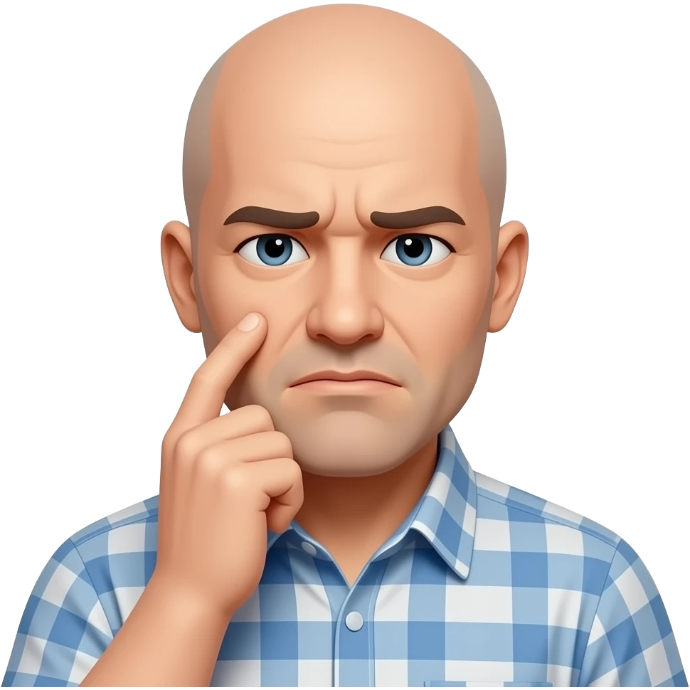 Hombre calvo pensativo estresado emoji