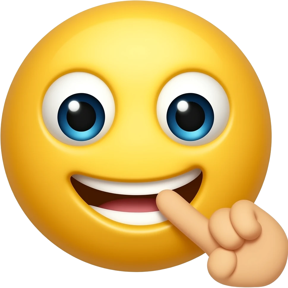 Round genderless Yellow emoji face Genz finger bite trend as an emoji emoji