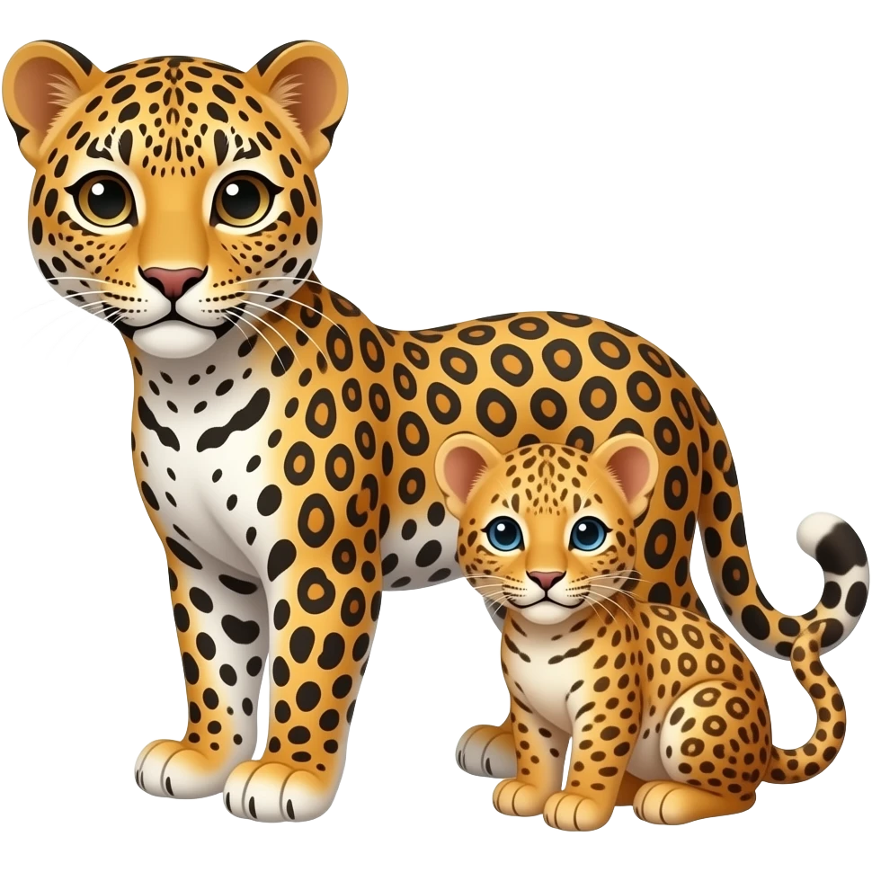 Leopard and cub emoji