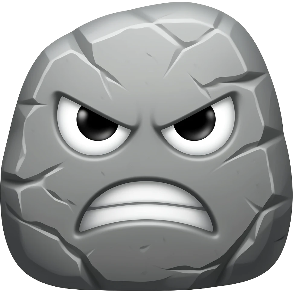 stone with a 🤬 emoji