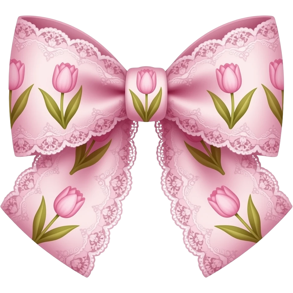 light pink ombre with  tulip rococo style pattern on bow lace coquette bow emoji