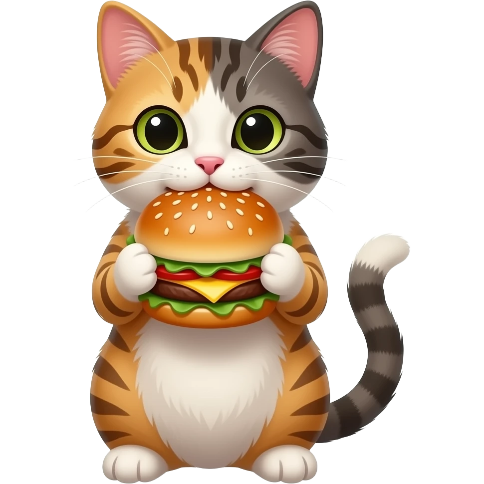 Cat eating burger emoji