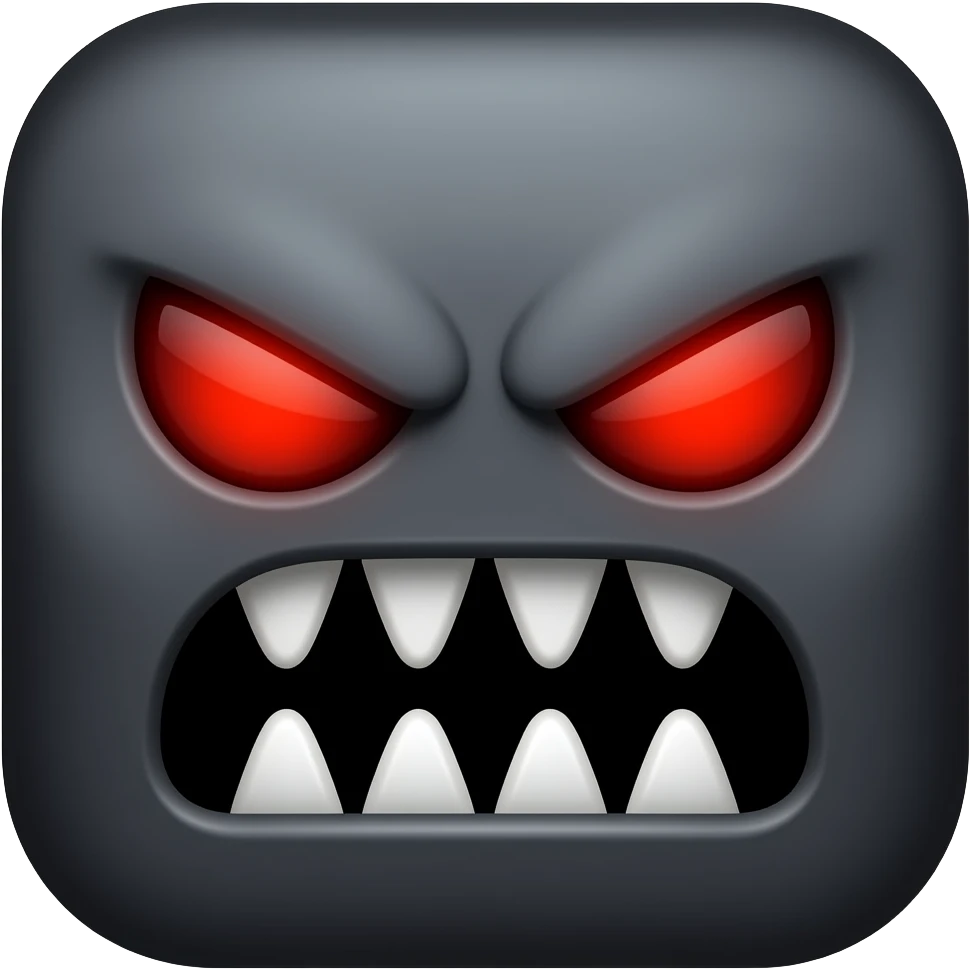 Angry Square shape monster head emoji