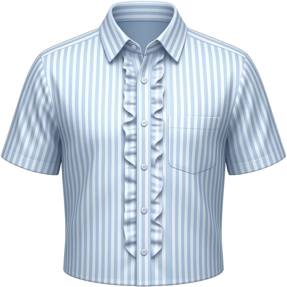 make the shirt short sleeve with ruffle collar and tapered in emoji