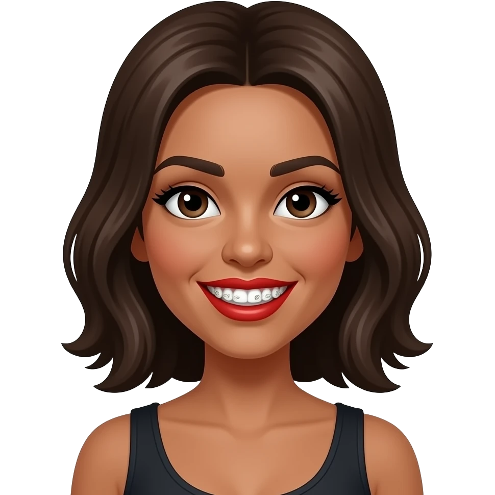 I woman wearing red grillz emoji