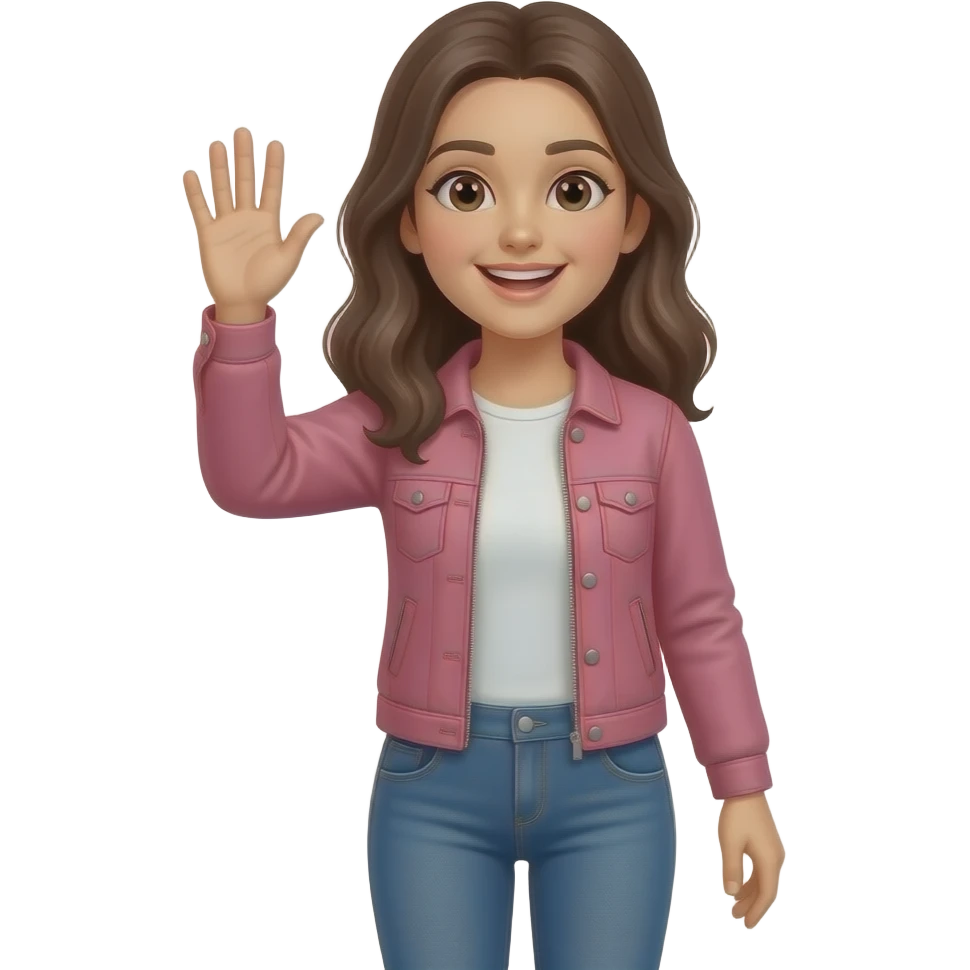 Jeune femme en entière qui fait au revoir aux autres emoji
