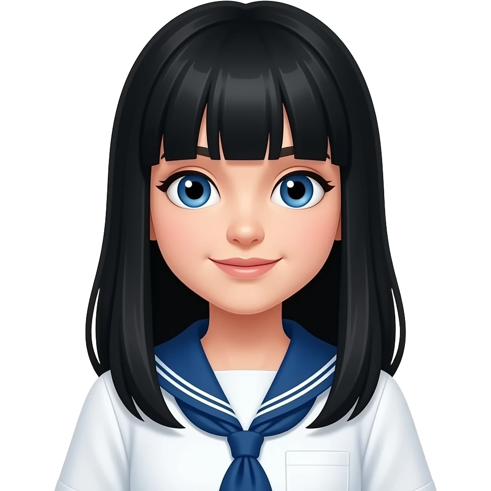 Dodger fan White girl with long black hair with bangs and very blue eyes emoji