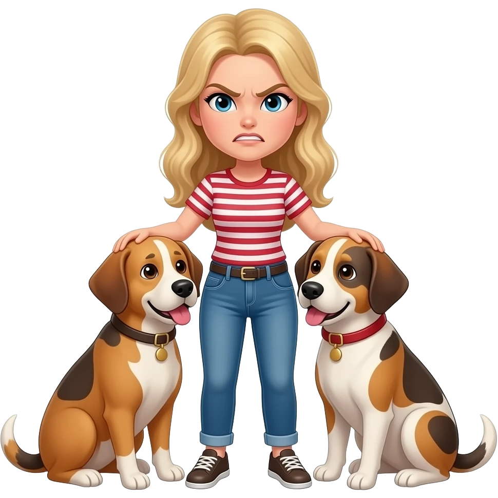 Angry Blonde Women hug Their Dogs emoji